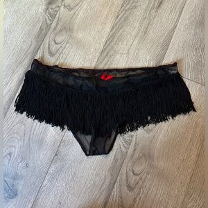 vintage 80s whimsygoth black hipster mesh fringe panty size medium